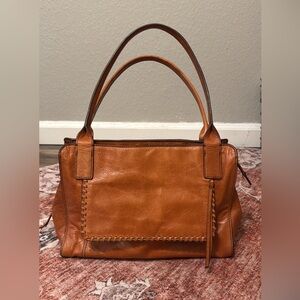 HOBO Tan Leather Shoulder Bag with Braided Detailing